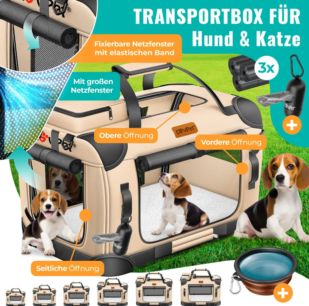 LOVPET® Hundebox Hundetransportbox faltbare - Größe XXXL - Beige