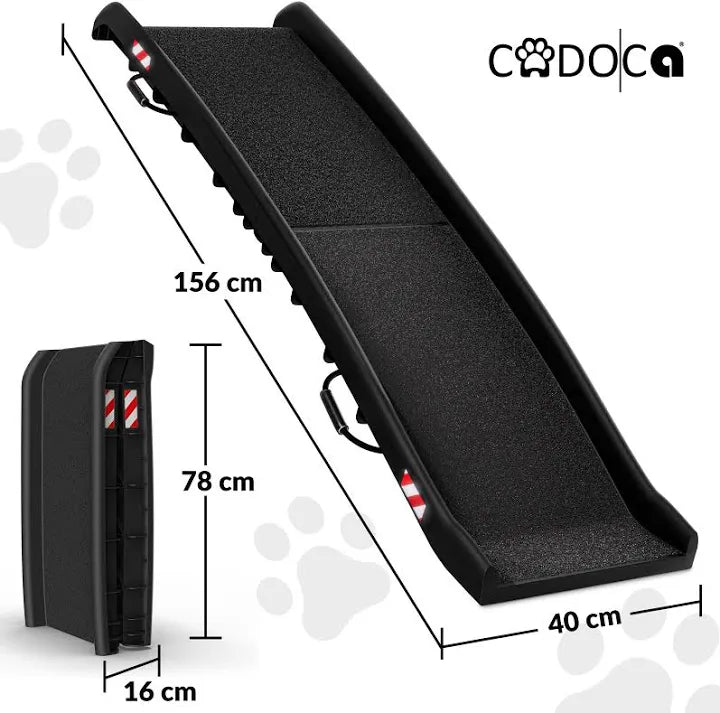 Cadoca® Hunderampe Auto Schwarz 156x40x16cm klappbar
