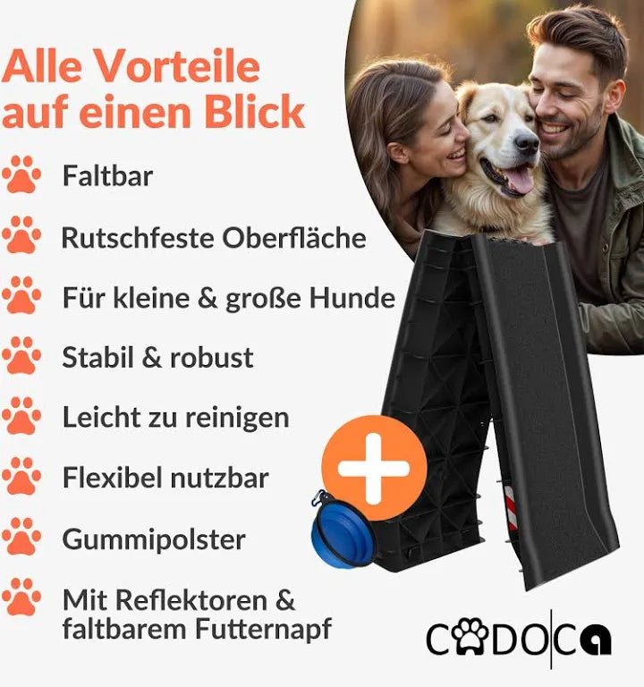 Cadoca® Hunderampe Auto Schwarz 156x40x16cm klappbar